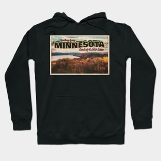 Greetings from Minnesota - Vintage Travel Postcard Design Hoodie